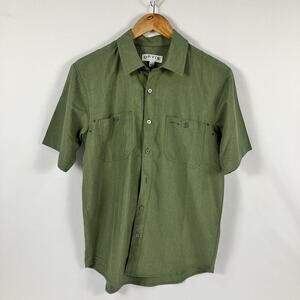 ORVIS Short Sleeve Button Up Performance Tech Shirt Green Mens Size S
